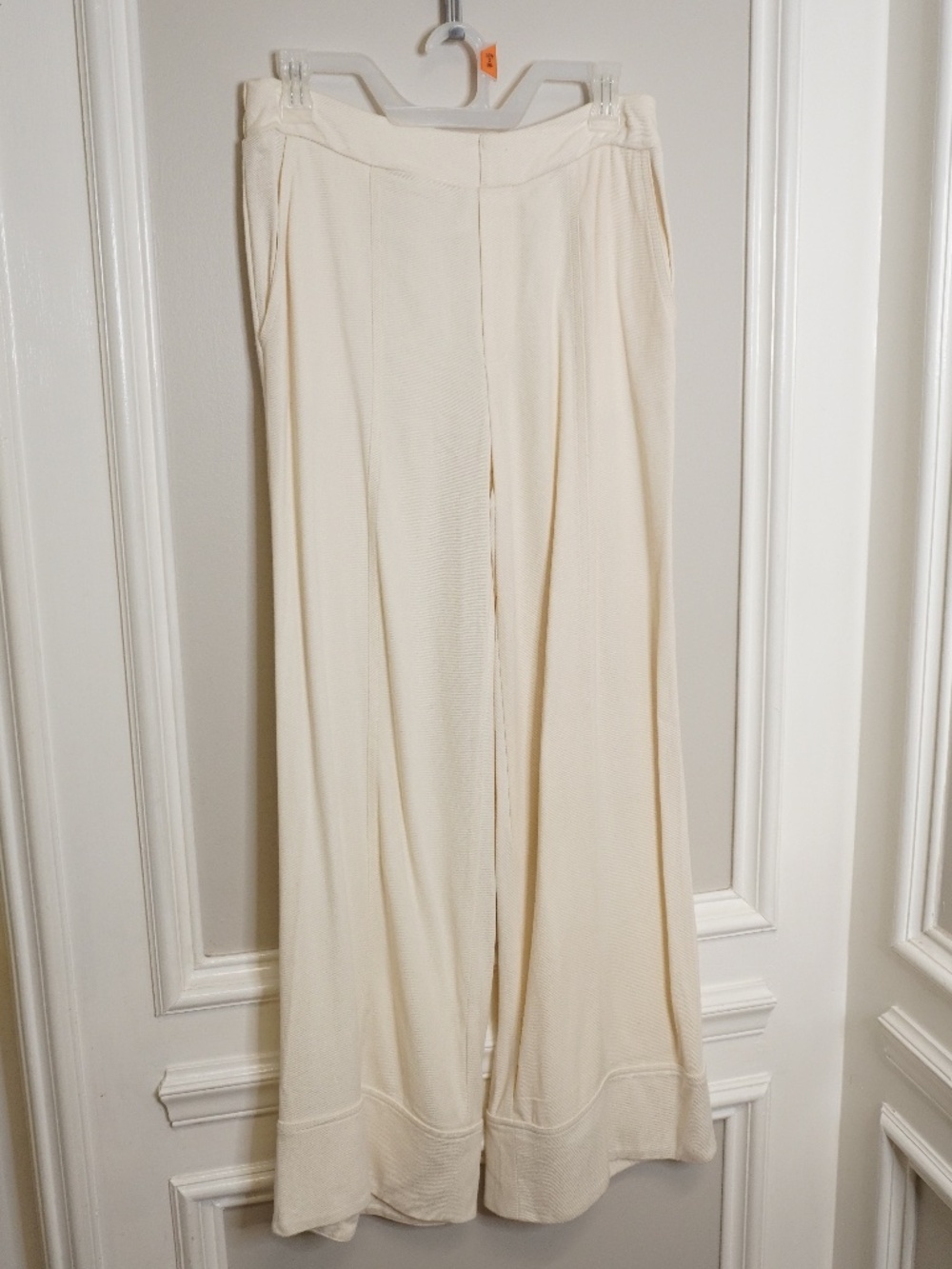 NVW Sienna Sky Wide Leg Flowy Elastic Waist Textured Pants, Size L